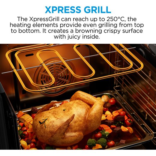 Midea Xpress Fry MBO65M90D2-BK Built In Electric Single Oven - Black - annotation - express grill